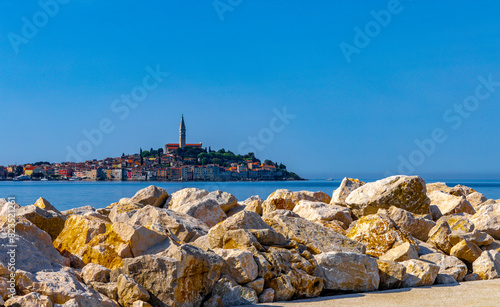 View of the old romantic town of Rovinj on the Istrian Peninsula photo