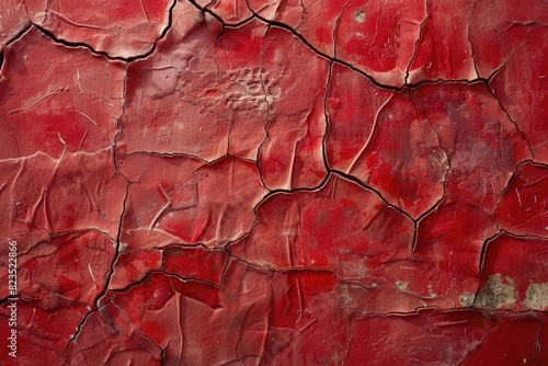 Detailed shot of a vibrant red painted wall, suitable for backgrounds or textures