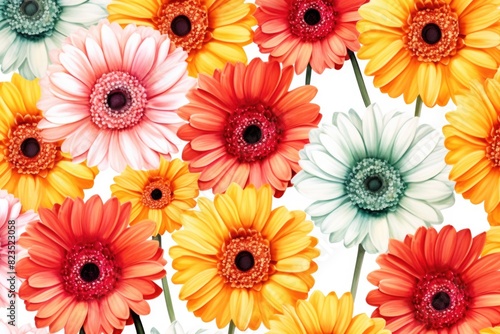 bright flowers on a white background