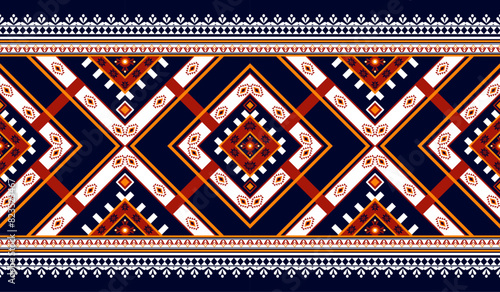 Navajo tribal ethnic Aztec  seamless pattern. South Western motif Mexican. Vector Navajo textile. Boho rug Woven carpet decor style. Design for Batik, fabric, clothing. Geometric ornament Indian.