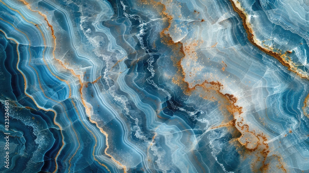 Fototapeta premium Close up of a beautiful blue and gold marble, perfect for backgrounds and textures