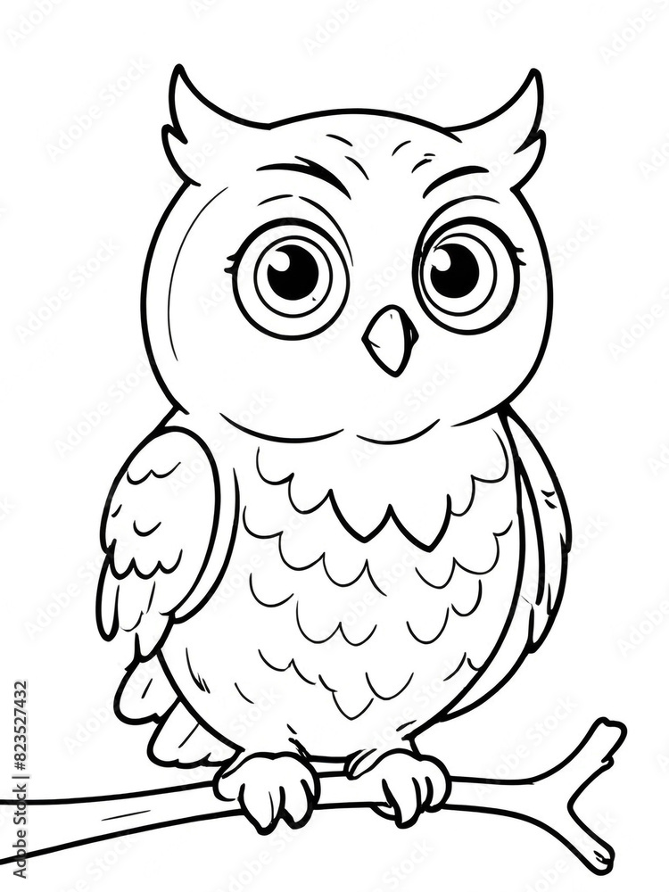 cartoon owl coloring book pages, black and white designs for kids and toddlers, a resource for preschool teachers