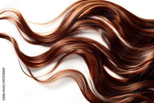 Beautiful shiny healthy hair curls texture isolated on white background