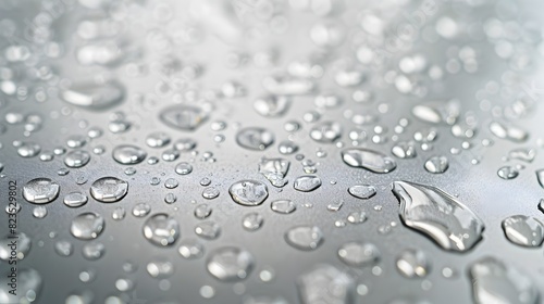 Glistening Silver Metal Surface with Clinging Water Droplets Emphasizing Texture and Reflectivity for Elegant Advertising or Branding Imagery