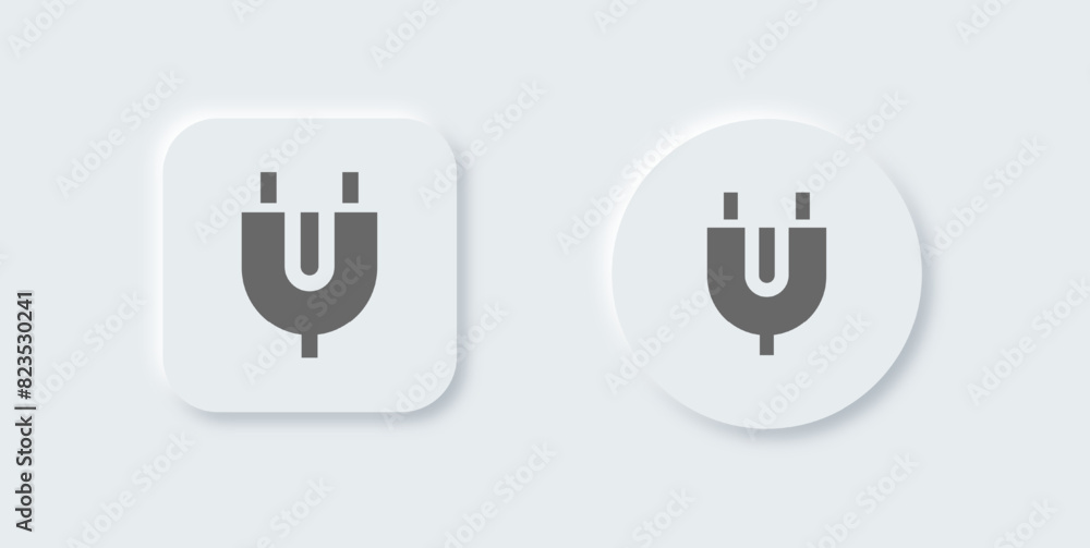Socket solid icon in neomorphic design style. Power plug signs vector illustration. Socket solid icon in neomorphic design style. Power plug signs vector illustration.