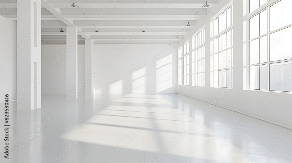Obraz premium Minimalist White Room Bathed in Natural Light A Space for Unlimited Creative Innovation
