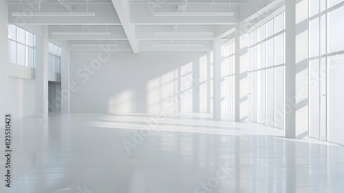 Minimalist White Room Bathed in Natural Light Space of Creativity and Mindfulness