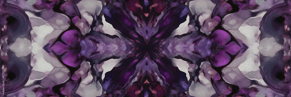 A beautifully symmetrical abstract design with purple and white patterns A beautifully symmetrical abstract design with purple and white patterns