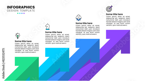 Infographic template. 4 growing arrows with icons