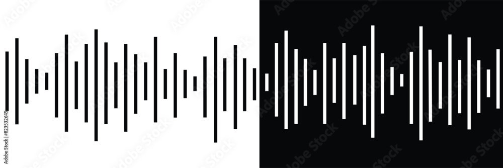 Sound wave set. Sound waves, Equalizer, Audio waves, Radio signal, Music. Recording. On White Background Vector illustration.