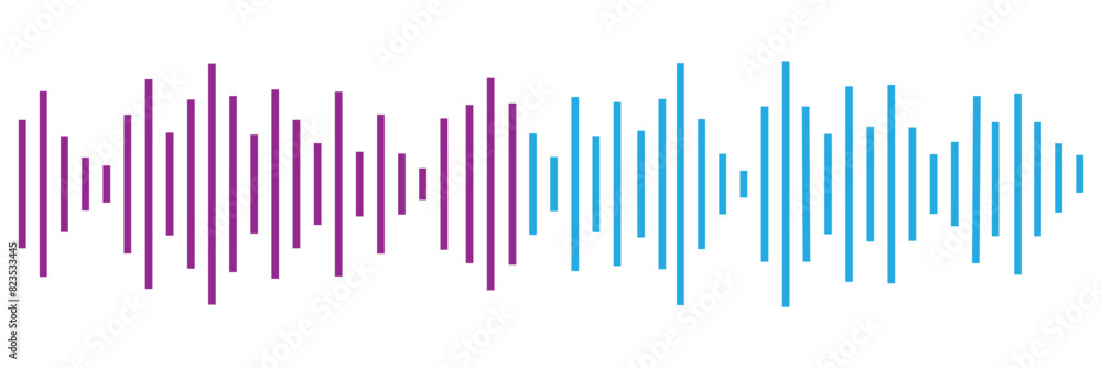 Sound wave set. Sound waves, Equalizer, Audio waves, Radio signal, Music. Recording. On White Background Vector illustration.