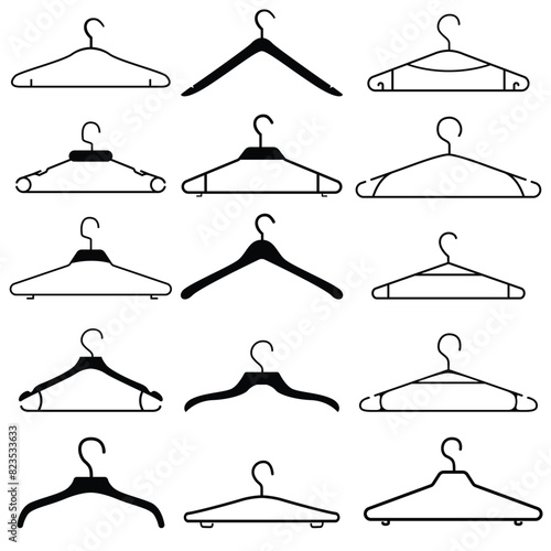 Set of hanger clothes silhouettes photo