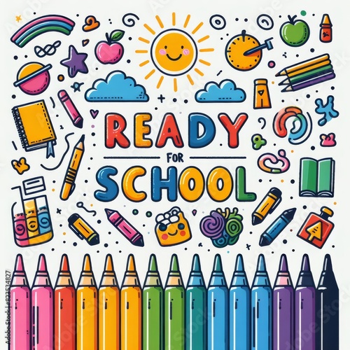 Colorful Back-to-School Supplies and Doodles