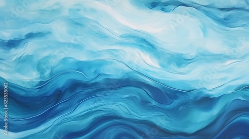 Abstract art background navy blue colors Watercolor painting on canvas with turquoise pattern of sea waves Fragment of artwork on paper with wavy line and gradient