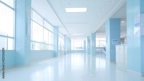 Abstract blur luxury hospital hall,Blur clinic corridor interior background with defocused effect,Healthcare and medical concept