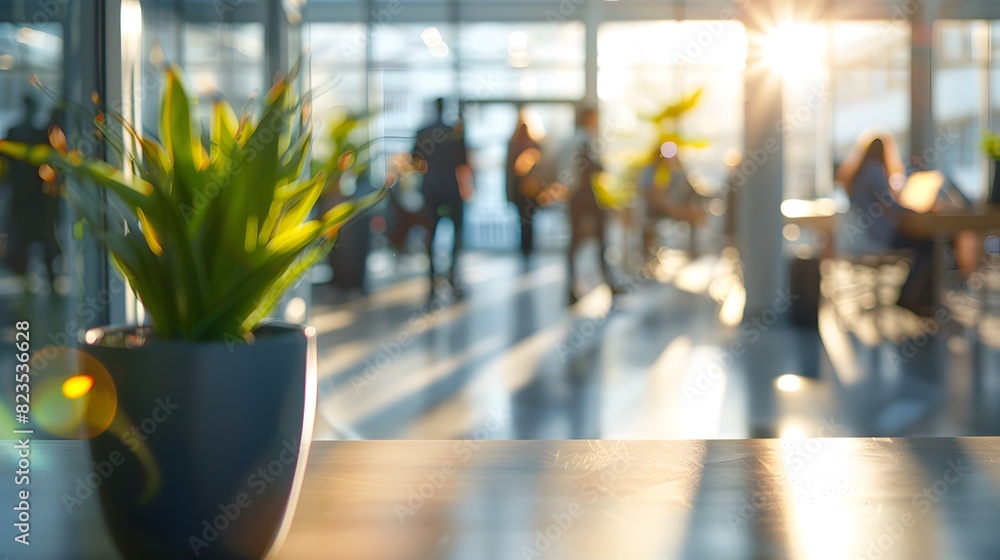 A blurry background of an office interior shows people walking and sitting at desks, with a blurred focus on the foreground showing some plants in front of glass walls.
A blurry background of an office interior shows people walking and sitting at desks, with a blurred focus on the foreground showing some plants in front of glass walls.