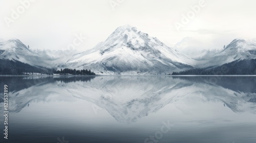 mountain lake reflecting snow-capped peaks,  © CStock