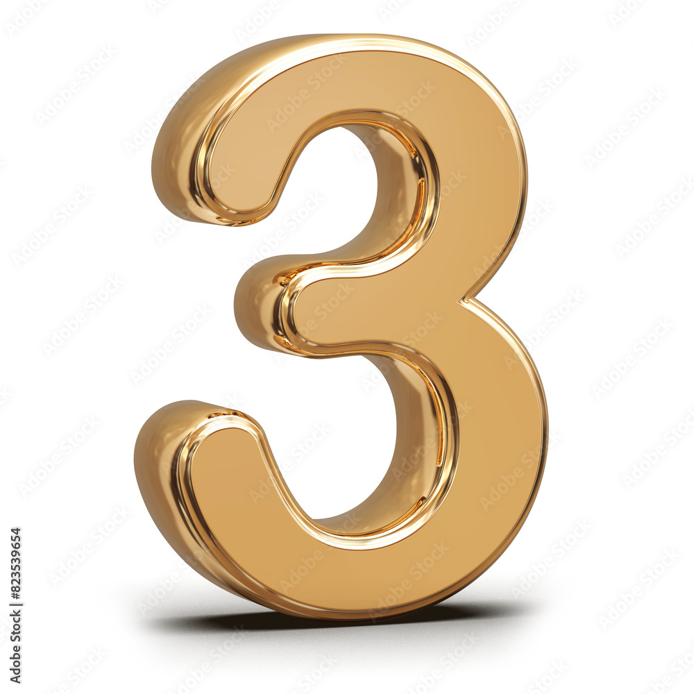 Golden 3d number 3 Golden 3d number 3