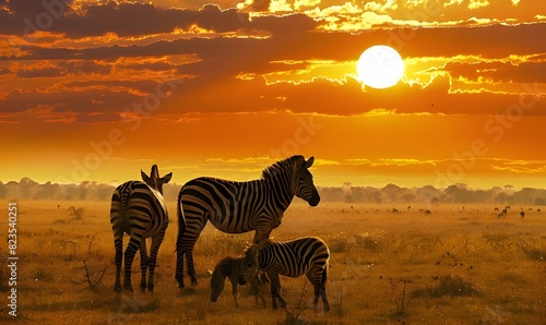 Zebras in Sunset