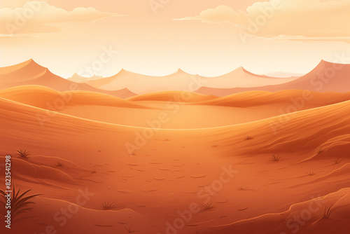 Golden Desert Dunes  serene and vast  nature illustration  adventure concept