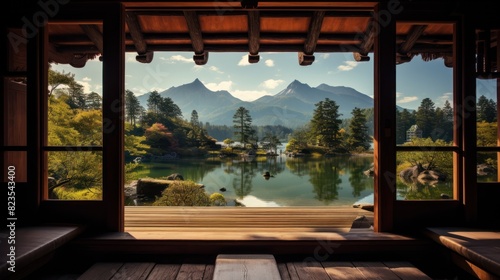 old wooden house overlooking a serene lake 