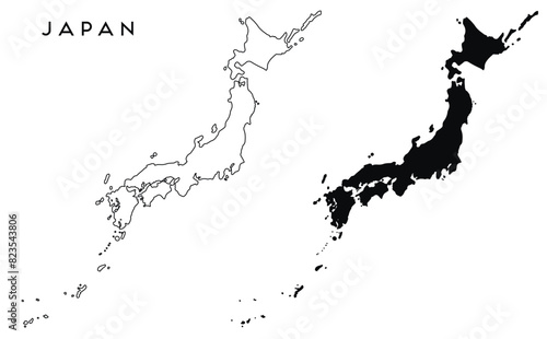 Japan map outlined and blue vector