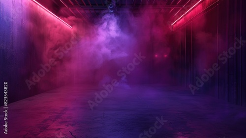 Wallpaper Mural Red Pink Purple Dark Empty Street Background - Neon Light Spotlights Night Scene with Smoke Asphalt Floor Studio Room
 Torontodigital.ca