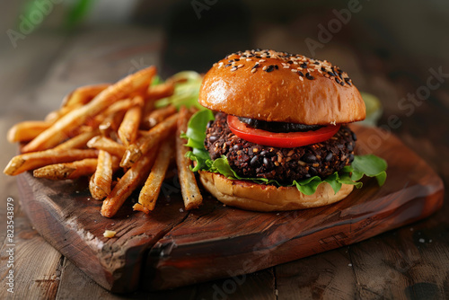 Black Bean Burger and Frenc...