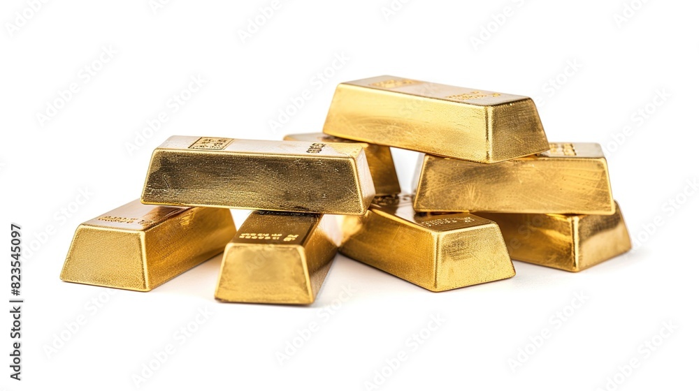 Gold bars stacked in a vault.

