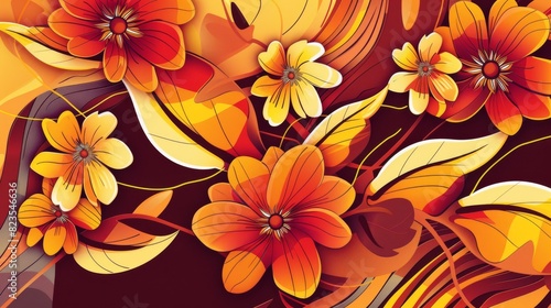 Orange Flowers on Black Background