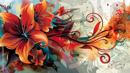 Flower Painting on White Background