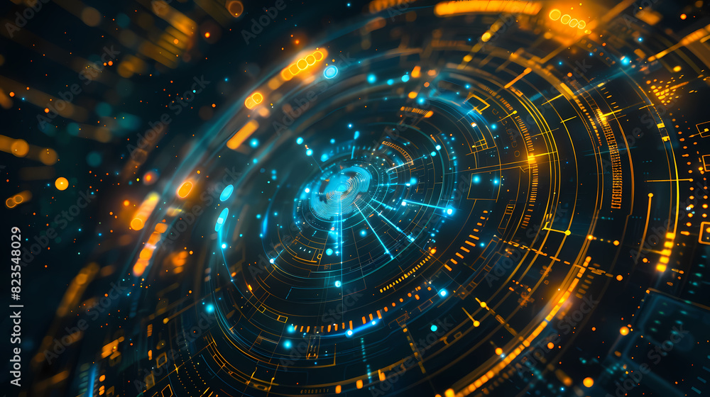 Futuristic hud interface circles yellow and blue vector image Futuristic hud interface circles yellow and blue vector image