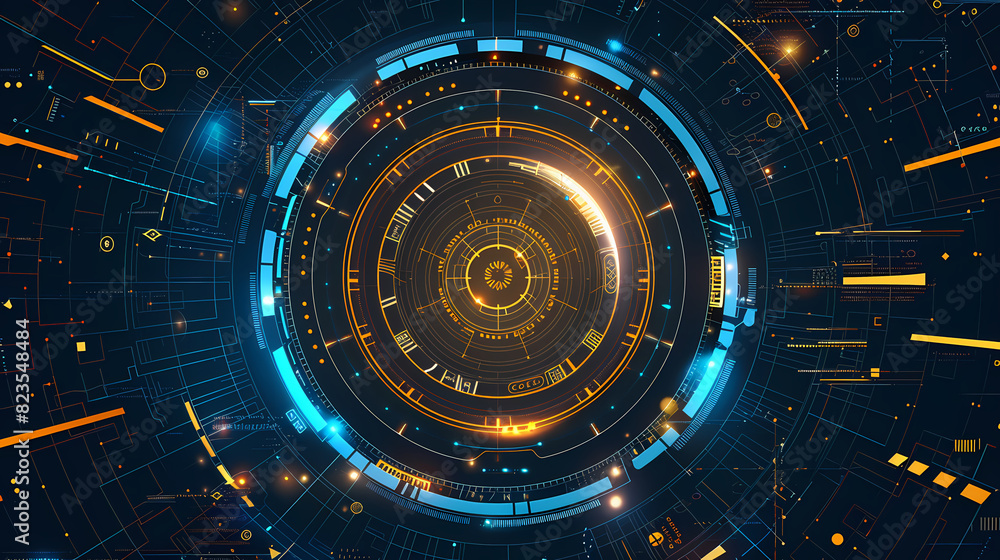 Futuristic hud interface circles yellow and blue vector image Futuristic hud interface circles yellow and blue vector image