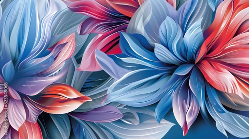 Vibrant Flowers on Blue Background