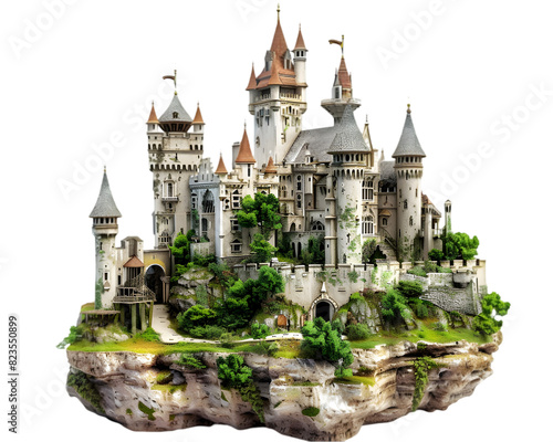 Castle on the hill on transparent background