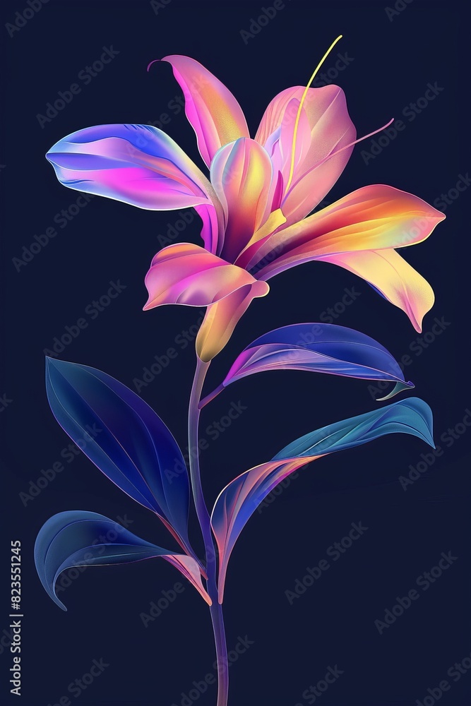 Elegant Flower Painting on Black Background Elegant Flower Painting on Black Background