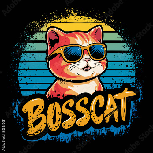 A tshirt vector design of a cat typography art