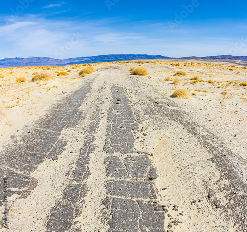 Abandoned Highway Crossing The Mojave Desert, Olancha Dunes, California, USA