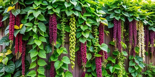 Set of Mucuna Pruriens plant, Ivy, and vine for decorating walls and fences photo