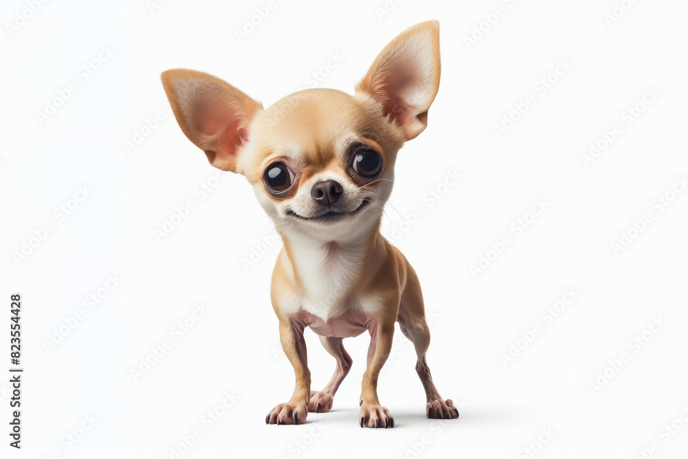 chihuahua dog strange facial expression Isolated on white background