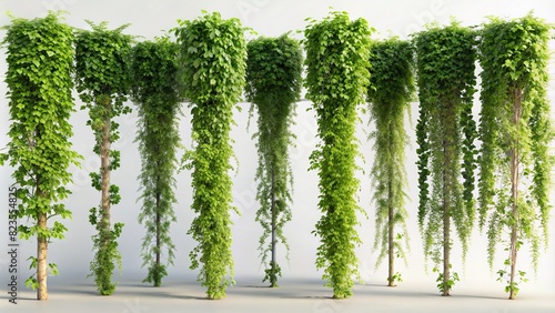 Various creeper plants isolated on background, 3D render
