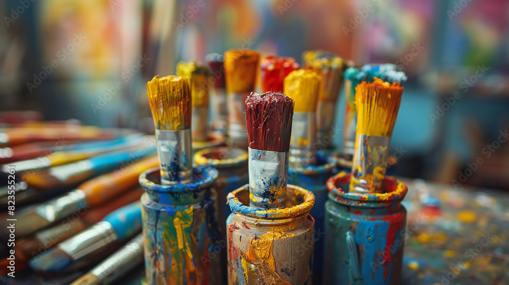 Paintbrushes in Jars with Paint
Paintbrushes in Jars with Paint