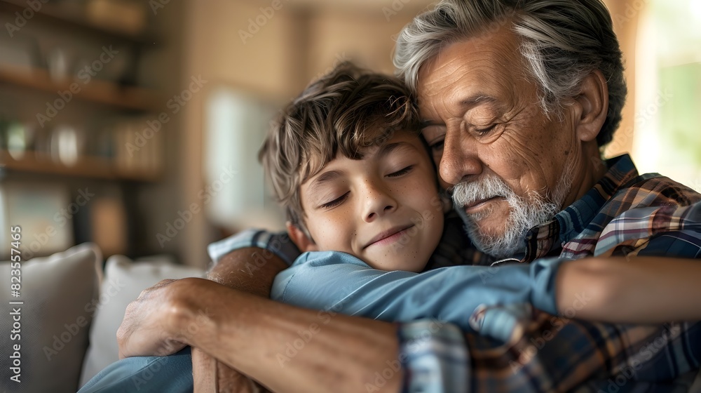 Father and Grown-up Child's Nostalgic Embrace on Father's Day Father and Grown-up Child's Nostalgic Embrace on Father's Day