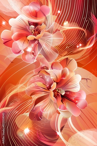 Elegant Red and Pink Flower With Swirls