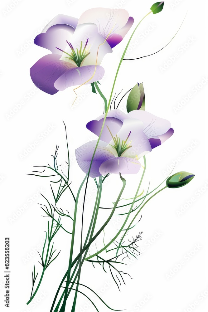 Purple Flowers on White Background Purple Flowers on White Background