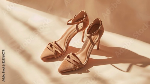 A pair of elegant, strappy heels, perfect for dressing up any outfit. photo