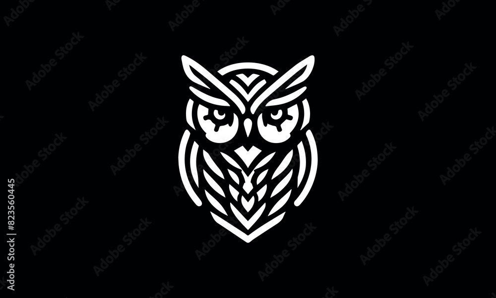 Angry owl - owl seeing in angry mode - owl badge patch label
