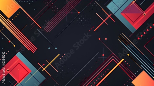 Striking Geometric Abstract Background with Dynamic Shapes and Vibrant Color Palette for Diverse Design Applications