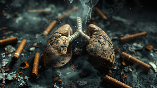 Wallpaper Mural Smoker lungs concept. Breathe organ after cigarette Torontodigital.ca