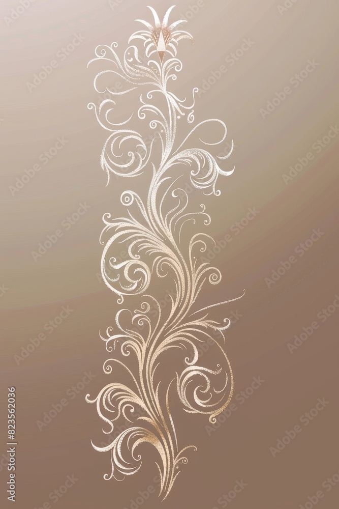 White Floral Design on Brown Background White Floral Design on Brown Background